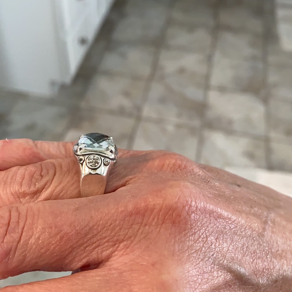 John Hardy Silver Ring with Large Clear Stone - Picture 2 of 6